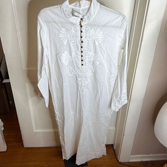 ❤️White Embroidered Long Sleeve Shirt Dress Kurta Size Medium - Picture 5 of 5